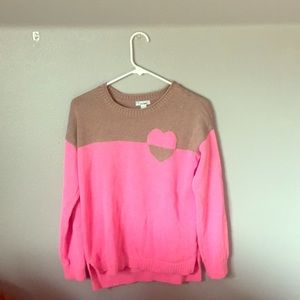 Love heart brown and pink sweater